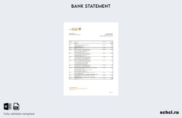 цифровая загрузка шаблона Excel банковской выписки Mali Banque Atlantiaque